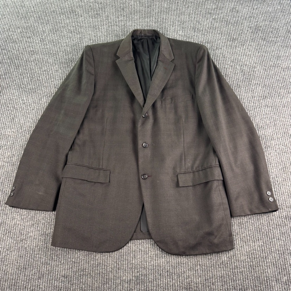 Vintage Richman Brothers Sport Coat Men 40R Taupe Wool 3/2 Roll Windowpane USA